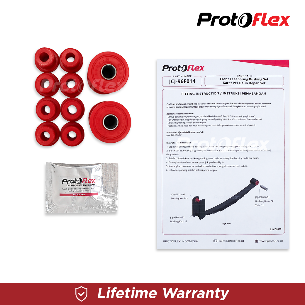 Protoflex Front Leaf Spring Bushing Set / Karet Per Daun Depan Set Jeep ...